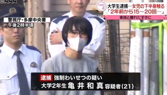 亀井和真 かめいかずま 容疑者 21 を逮捕 顔は 大学名は横浜国立大学 商業施設で小学生の下半身を触る 小学生ぐらいの女の子がタイプ まとめダネ